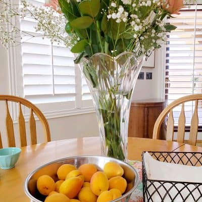 Saturday Seven 180 featured by Top US Quilting Blog, A Quilting Life: image of flowers and apricots
