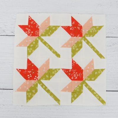 Block Heads 3 Block 18 featured by Top US Quilting Blog, A Quilting Life: image of Mini Lilies block