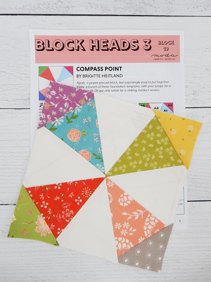 Block Heads 3 block 19 featured by Top US Quilting Blog, A Quilting Life: image of block 19