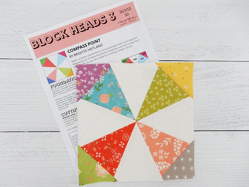 Moda Block Heads 3 Block 19 featured by Top US Quilting Blog, A Quilting Life: image of block 19