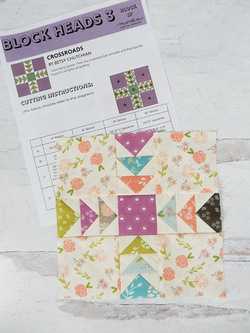 Moda Block Heads 3 Block 17 featured by top US Quilting Blog, A Quilting Life: image of block 17.