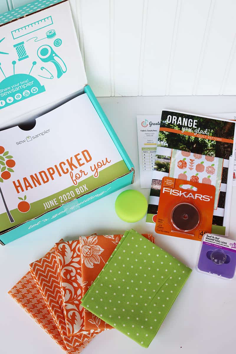 Sew Sampler June Box featured by Top US Quilting Blog, A Quilting Life: image of Sew Sampler June box