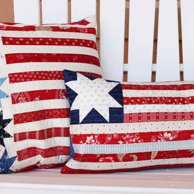 A Quilting Life Podcast Episode 3 Show Notes featured by Top US Quilt Blog, A Quilting Life: image of patriotic pillows