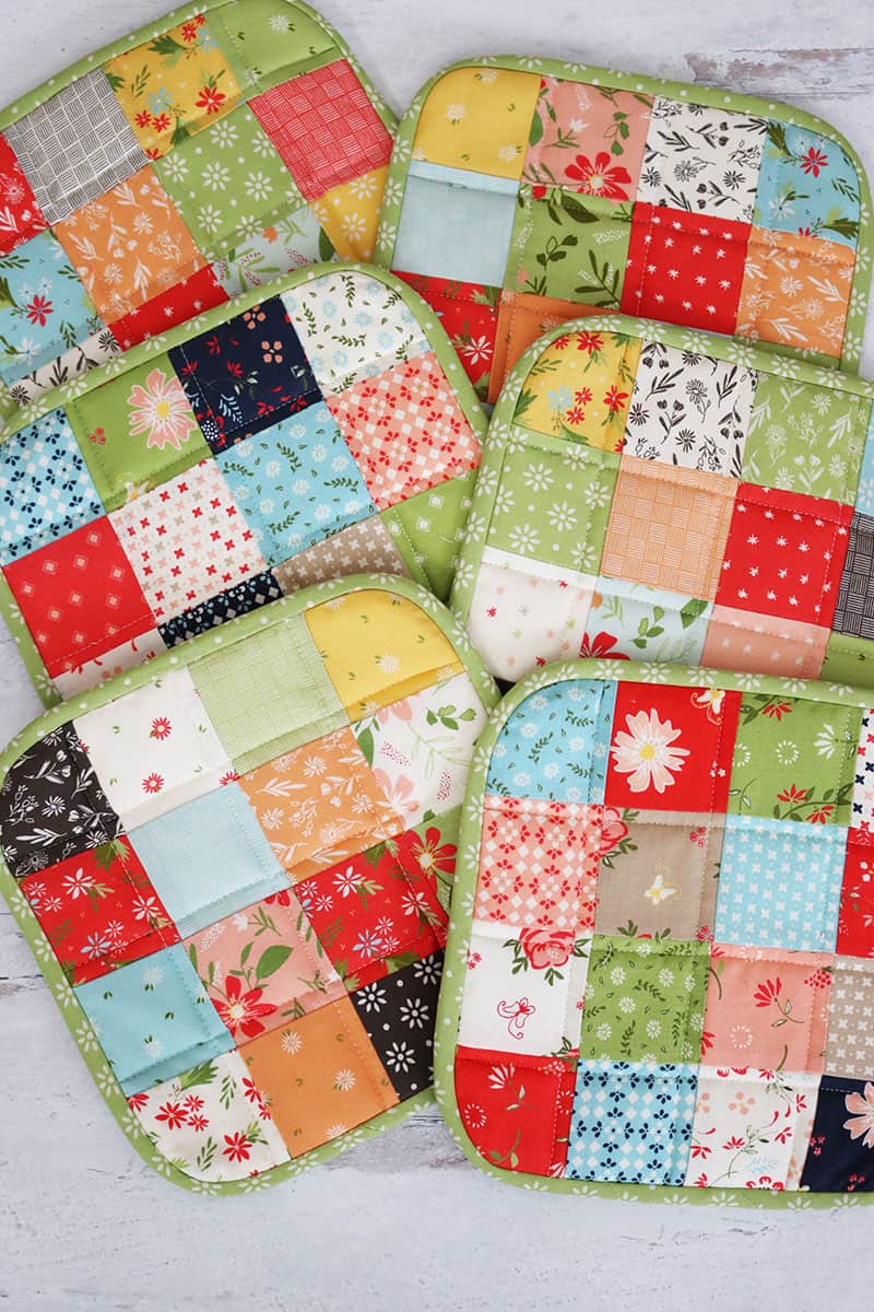 Scrappy Patchwork Potholders - A Quilting Life