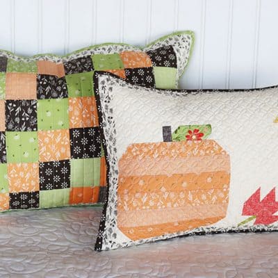 Fall Pillow Pattern with Pumpkin, Leaves, & Star featured by Top US Quilting Blog, A Quilting Life