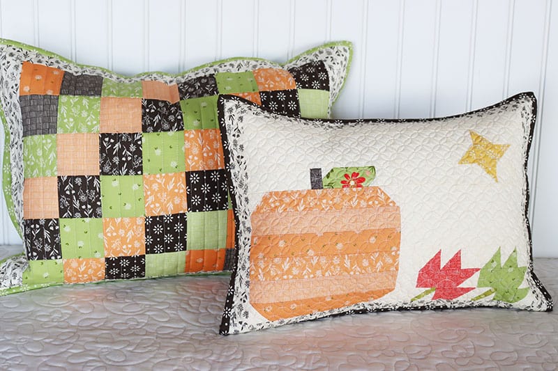 Fall Pillow Pattern with Pumpkin, Leaves, & Star featured by Top US Quilting Blog, A Quilting Life