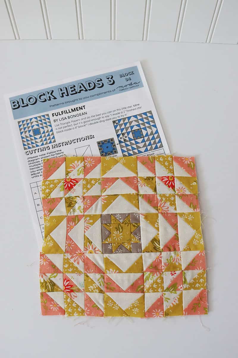 Moda Block Heads 3 Block 34 featured by Top US Quilting Blog, A Quilting Life