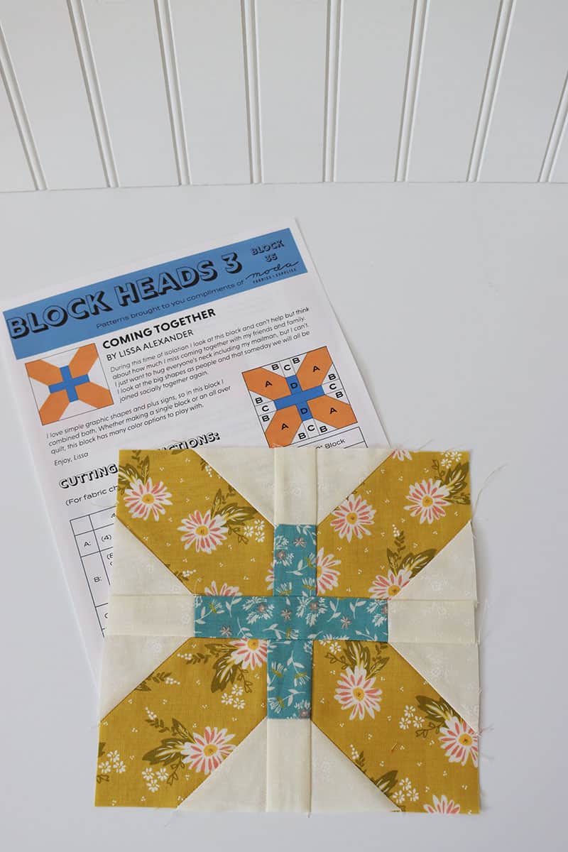 Moda Block Heads 3 Block 35 featured by Top US Quilting Blog, A Quilting Life: image of block 35