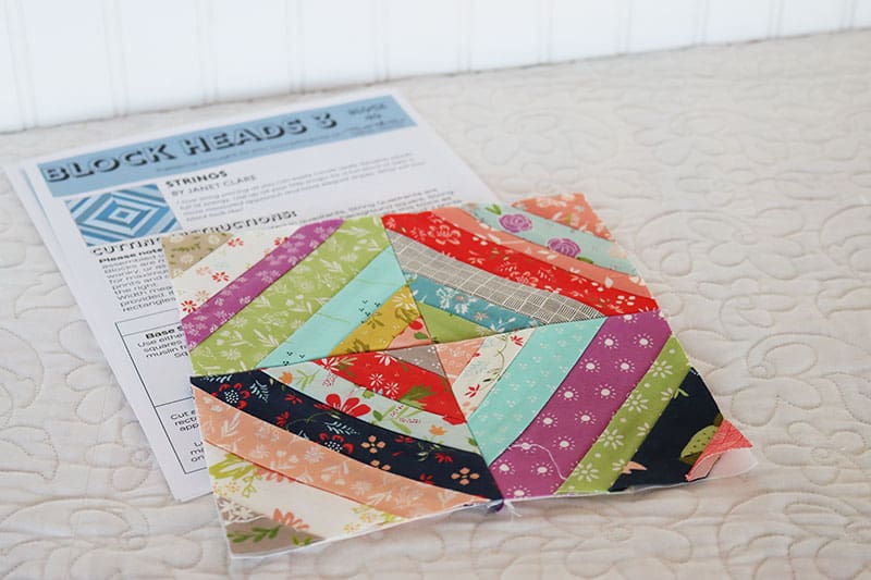 Moda Block Heads 3 Block 40 featured by Top US Quilting Blog, A Quilting Life: image of string quilt block