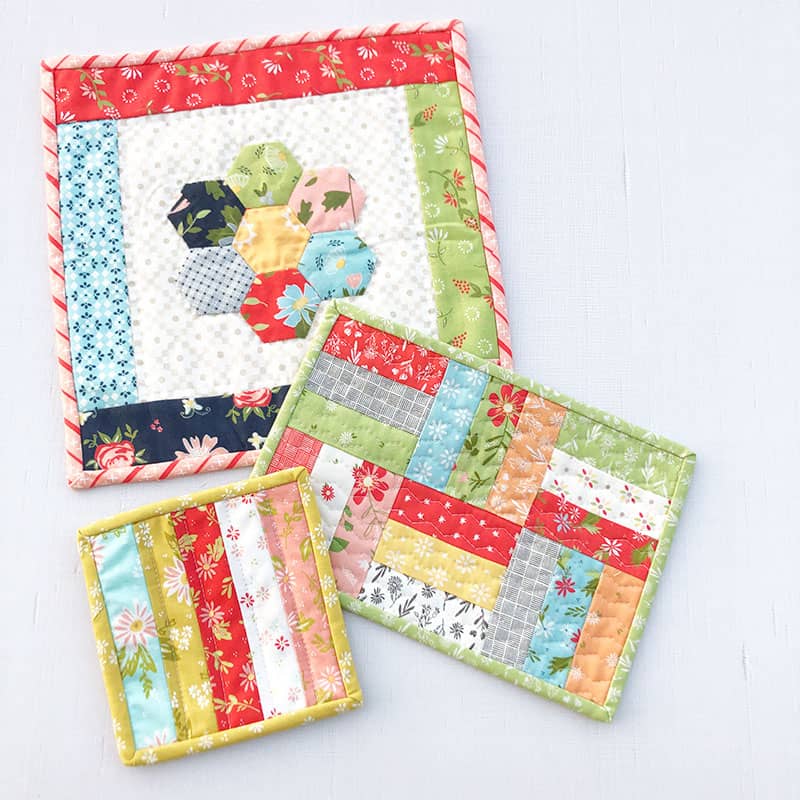 Quilted Mug Rug Tutorial featured by Top US Quilting Blog, A Quilting Life: image of Candle Mat, Mug Rug, and Coaster