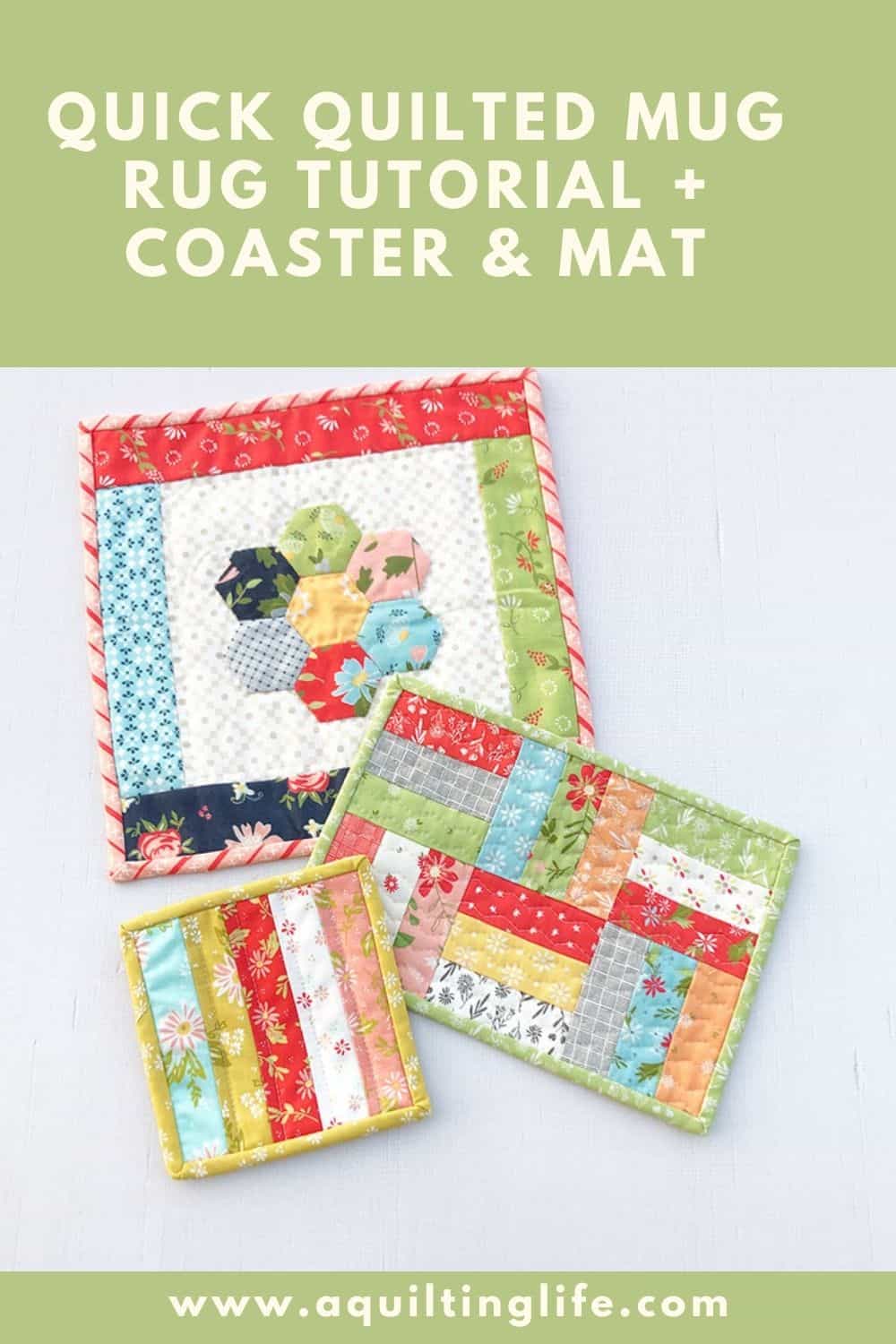 Quilted Mug Rug Tutorial featured by Top US Quilting Blog, A Quilting Life