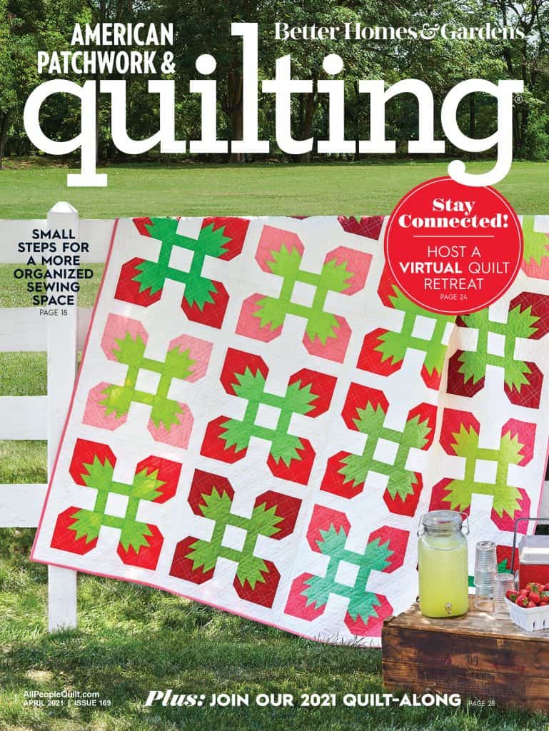 Nine-Patch Square Dance Quilt featured by Top US Quilting Blog, A Quilting Life: image of AP&Q April 2021 Cover