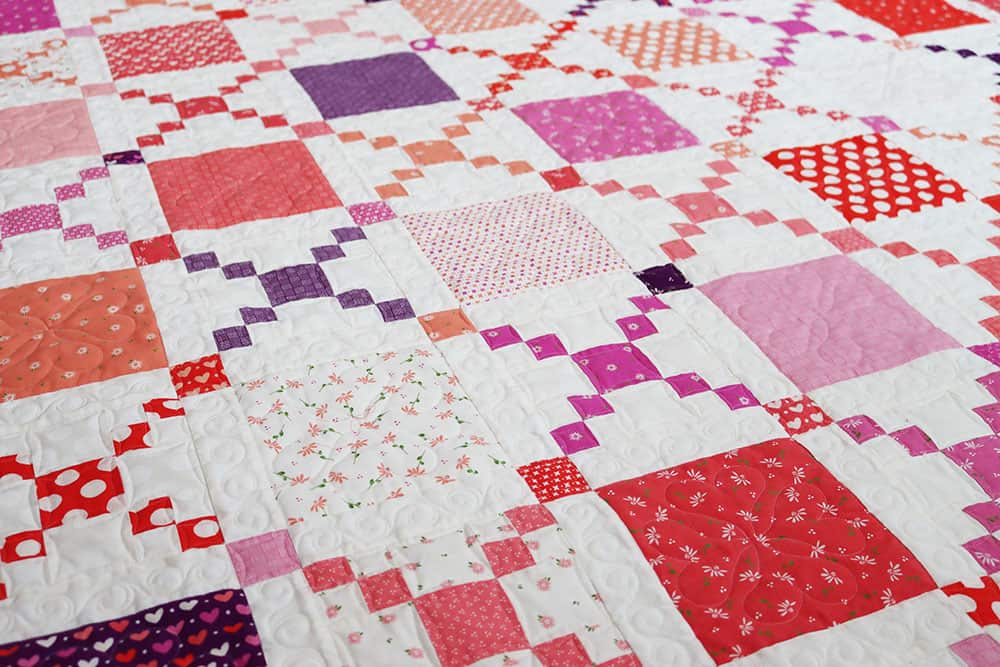 Heartstrings Quilt by Sherri from A Quilting Life in Valentine's Day Fabrics