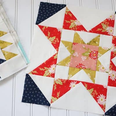 Quilt Block of the Month: June 2021 featured by Top US Quilting Blog, A Quilting Life: image of June 2021 Block of the Month in Happy Days Fabrics