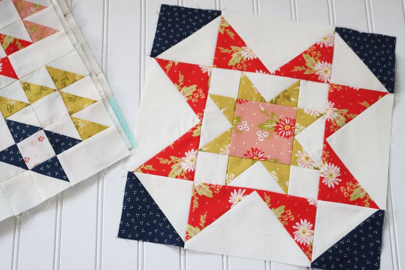 Quilt Block of the Month: June 2021 featured by Top US Quilting Blog, A Quilting Life: image of June 2021 Block of the Month in Happy Days Fabrics