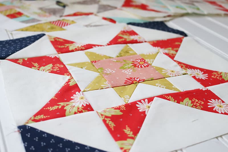 Quilt Block of the Month: June 2021 featured by Top US Quilting Blog, A Quilting Life: image of June 2021 Block of the Month in Happy Days Fabrics