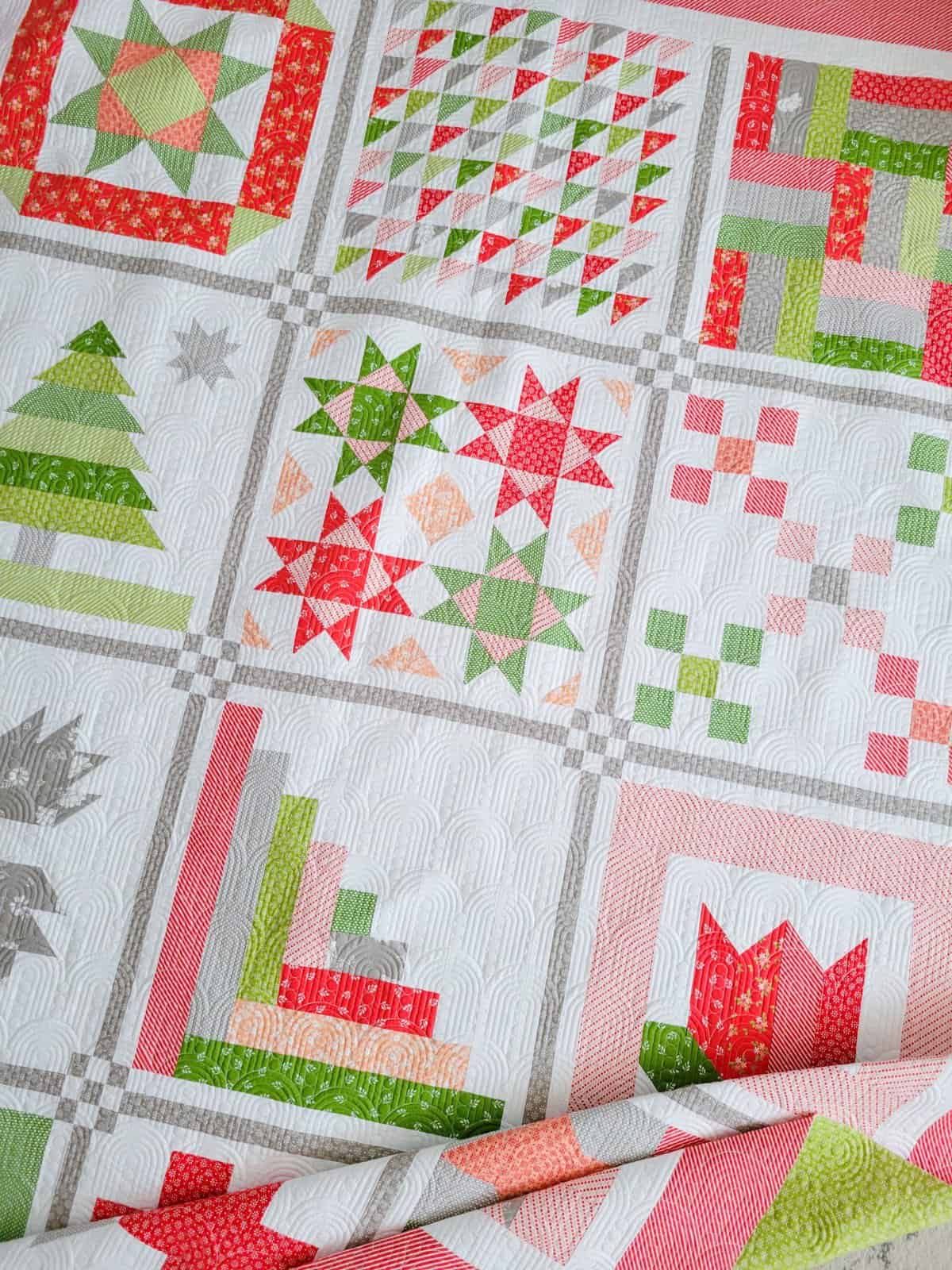 Home for the Holidays Sampler Quilt featured by Top US Quilt Blog, A Quilting Life