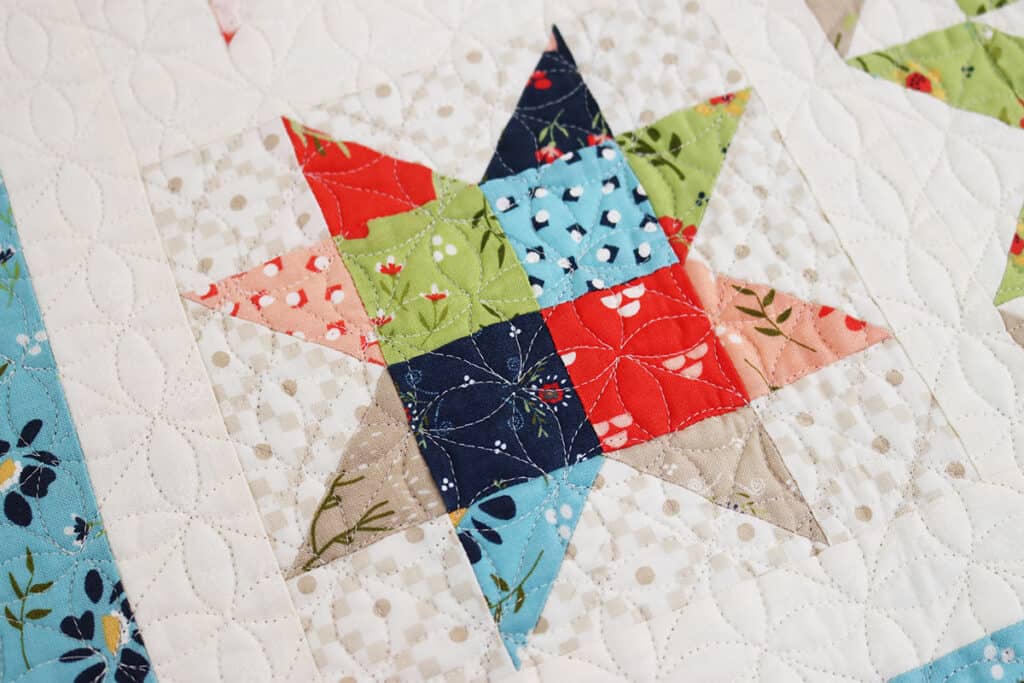 Scrappy Sawtooth Star Quilt Block featured by Top US Quilt Blog, A Quilting Life