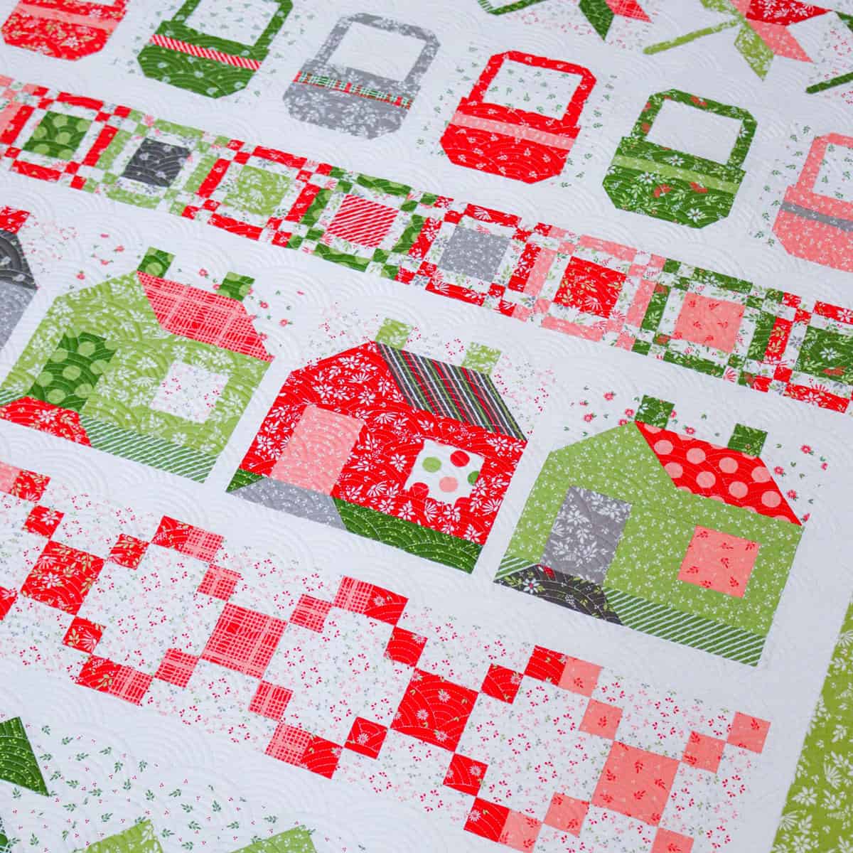 Home Sweet Home Row Quilt featured by Top US Quilt Blog, A Quilting Life