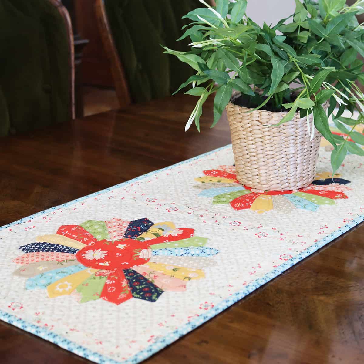 Scrappy Dresden Table Runner by Sherri from A Quilting Life