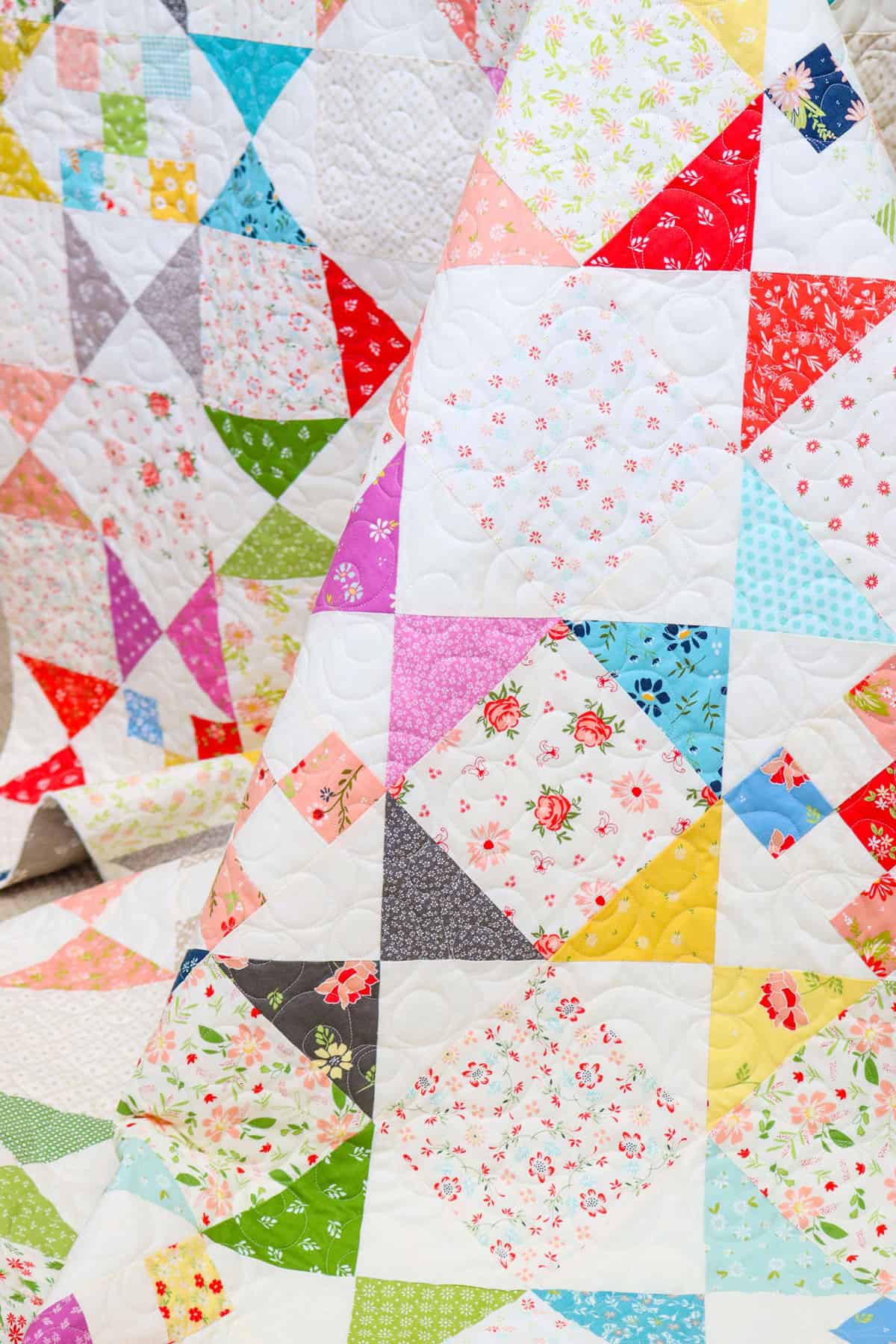 Simple Scrappy Quilt with Free Pattern featured by Top US Quilt Blog, A Quilting Life