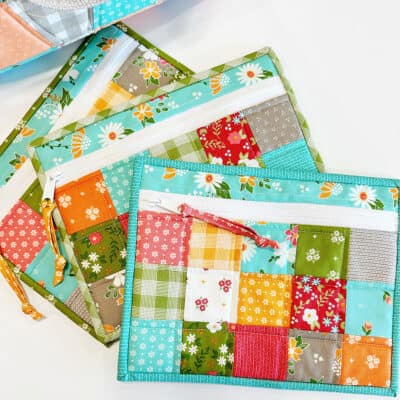 Simple Mini Charm Zipper Bag featured by Top US Quilt Blog, A Quilting Life