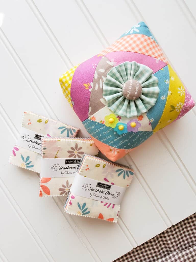 DIY round pincushion and Pluses Quilt Along Week 5