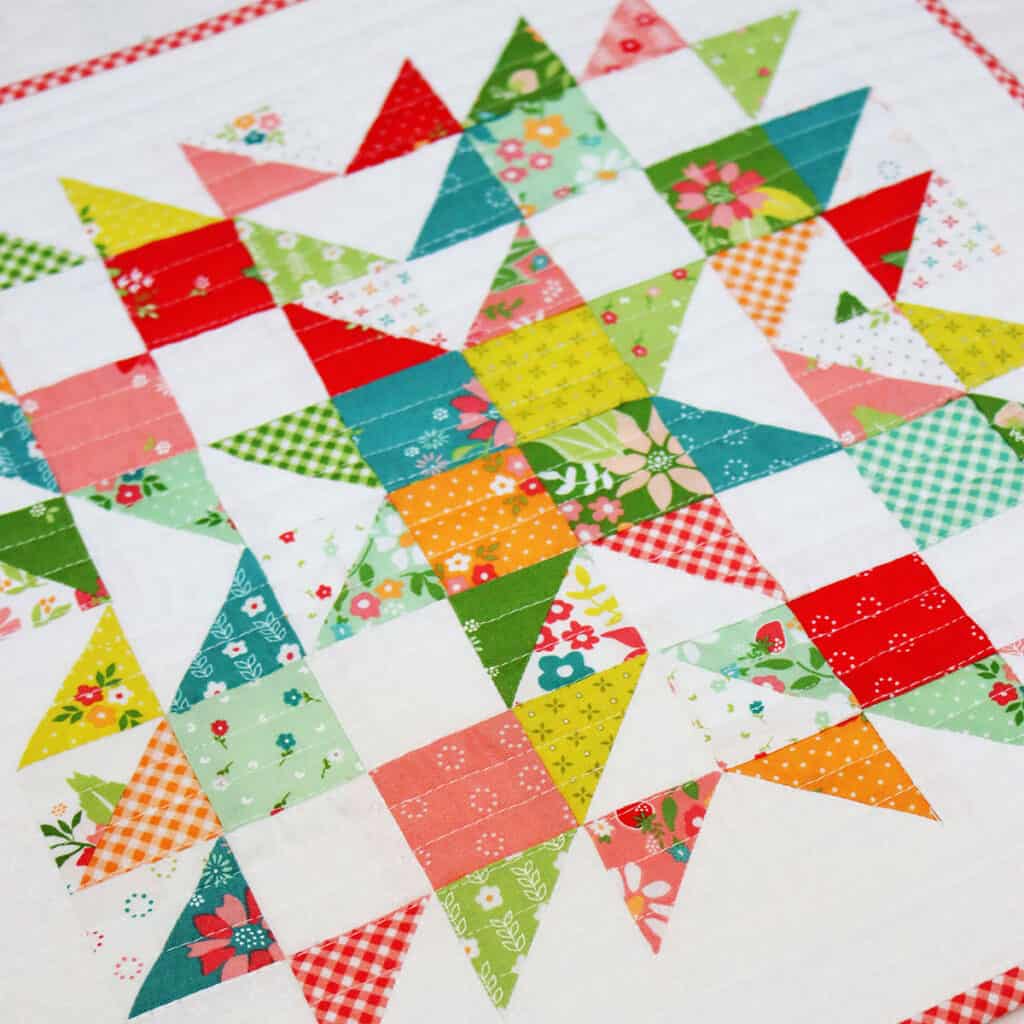 Summer Star Medley & More with Strawberry Lemonade fabric featured by Top US Quilt Blog, A Quilting Life