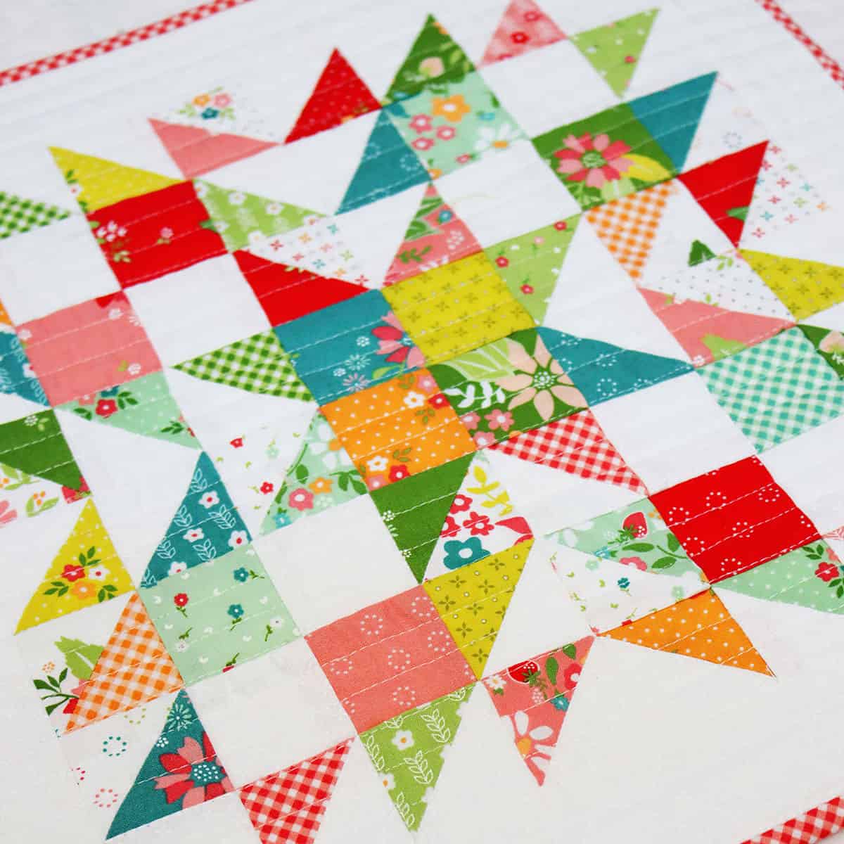 Summer Star Medley & More with Strawberry Lemonade fabric featured by Top US Quilt Blog, A Quilting Life