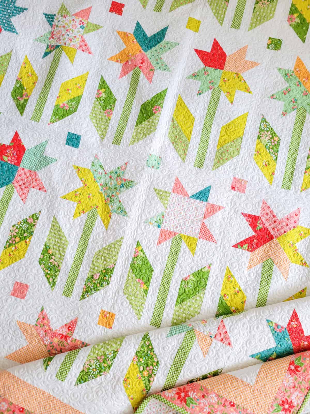 Botanical Remix Quilt by Chelsi Stratton in Strawberry Lemonade fabrics by Sherri & Chelsi for Moda Fabrics