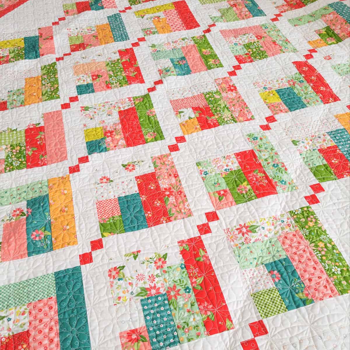 Season's Greetings quilt in Strawberry Lemonade fabrics by Sherri & Chelsi for Moda Fabrics