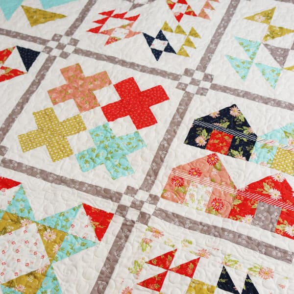 Patchwork Sampler Quilt with a variety of blocks