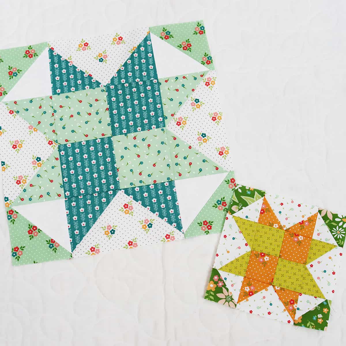 Woven star blocks in Strawberry Lemonade fabrics by Sherri & Chelsi for Moda