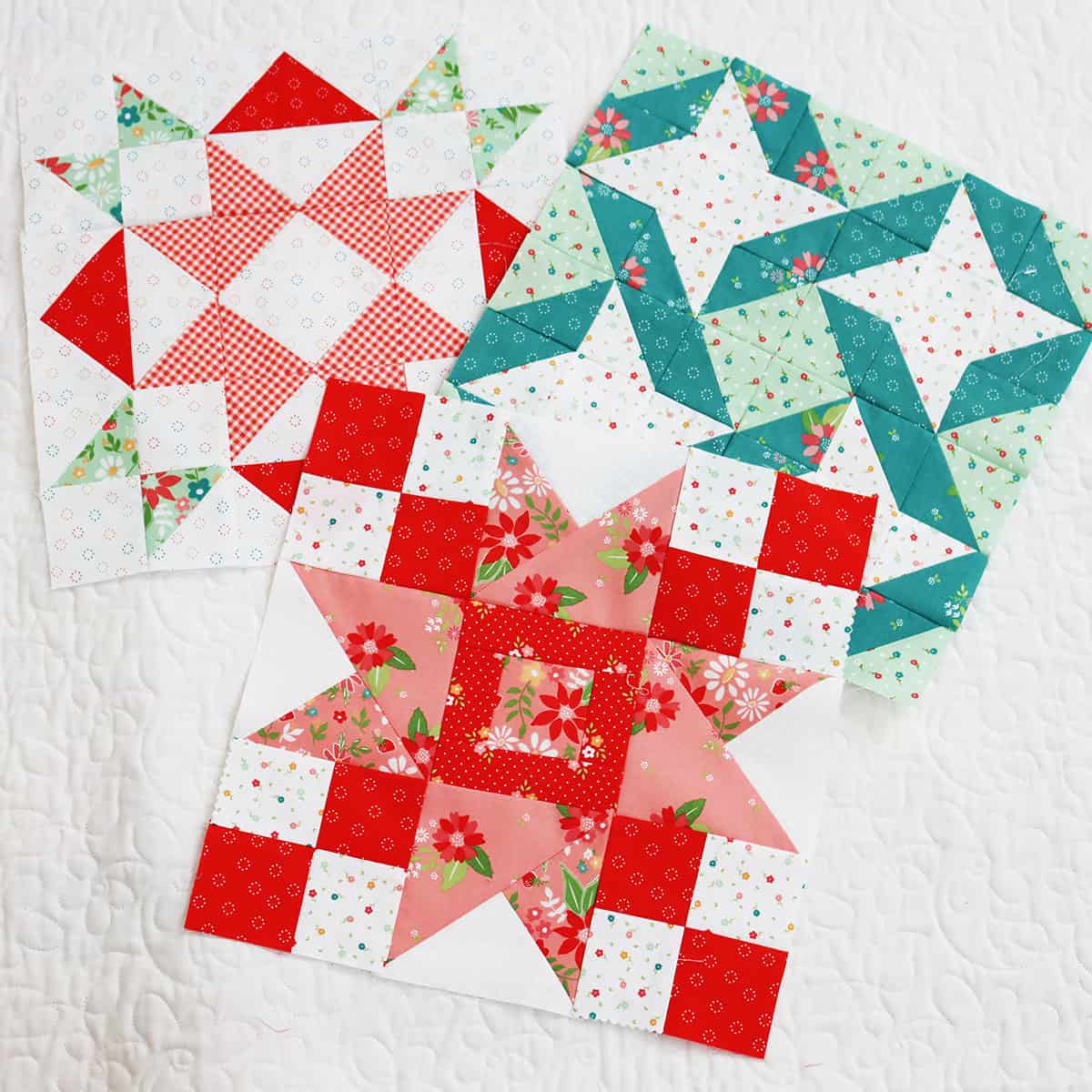 Moda Blockheads 5 Group 2 Block 3 blocks in Strawberry Lemonade fabrics by Sherri & Chelsi for Moda