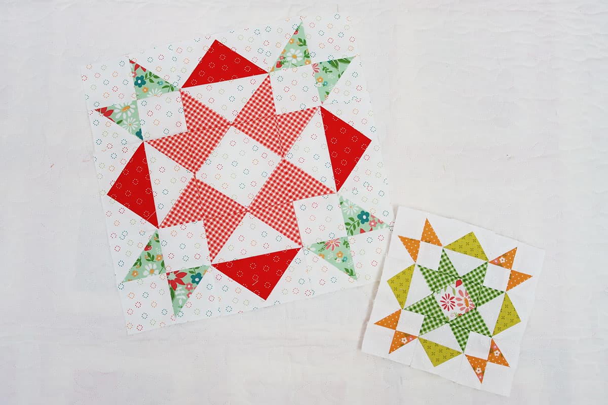 Moda Blockheads 5 quilt blocks by Sherri McConnell in Strawberry Lemonade fabrics