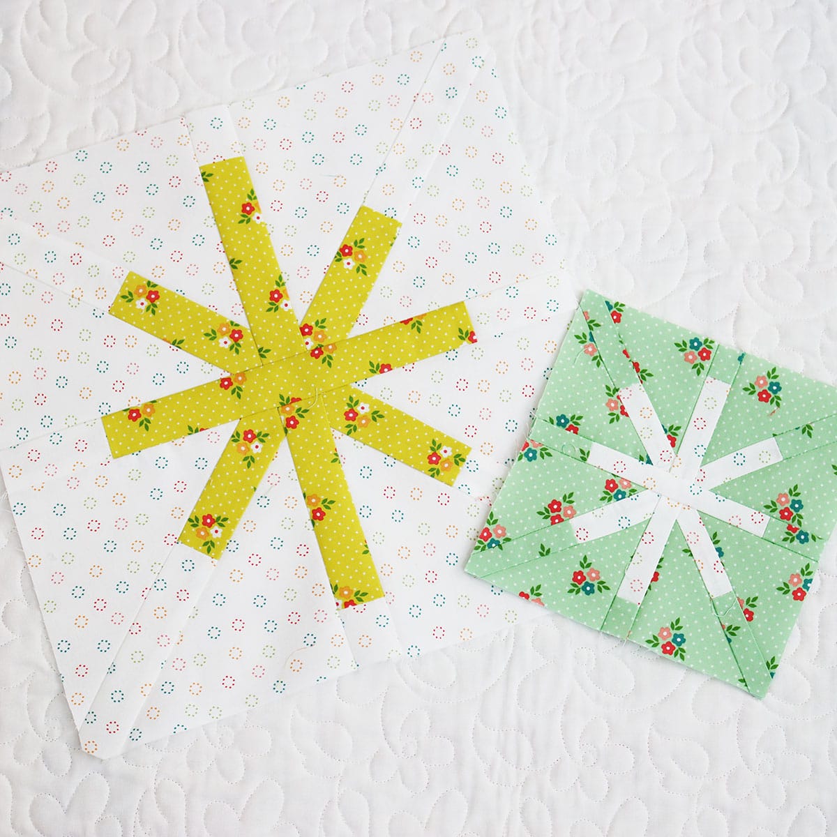 Moda Blockheads 5 blocks in Strawberry Lemonade fabrics by Sherri & Chelsi