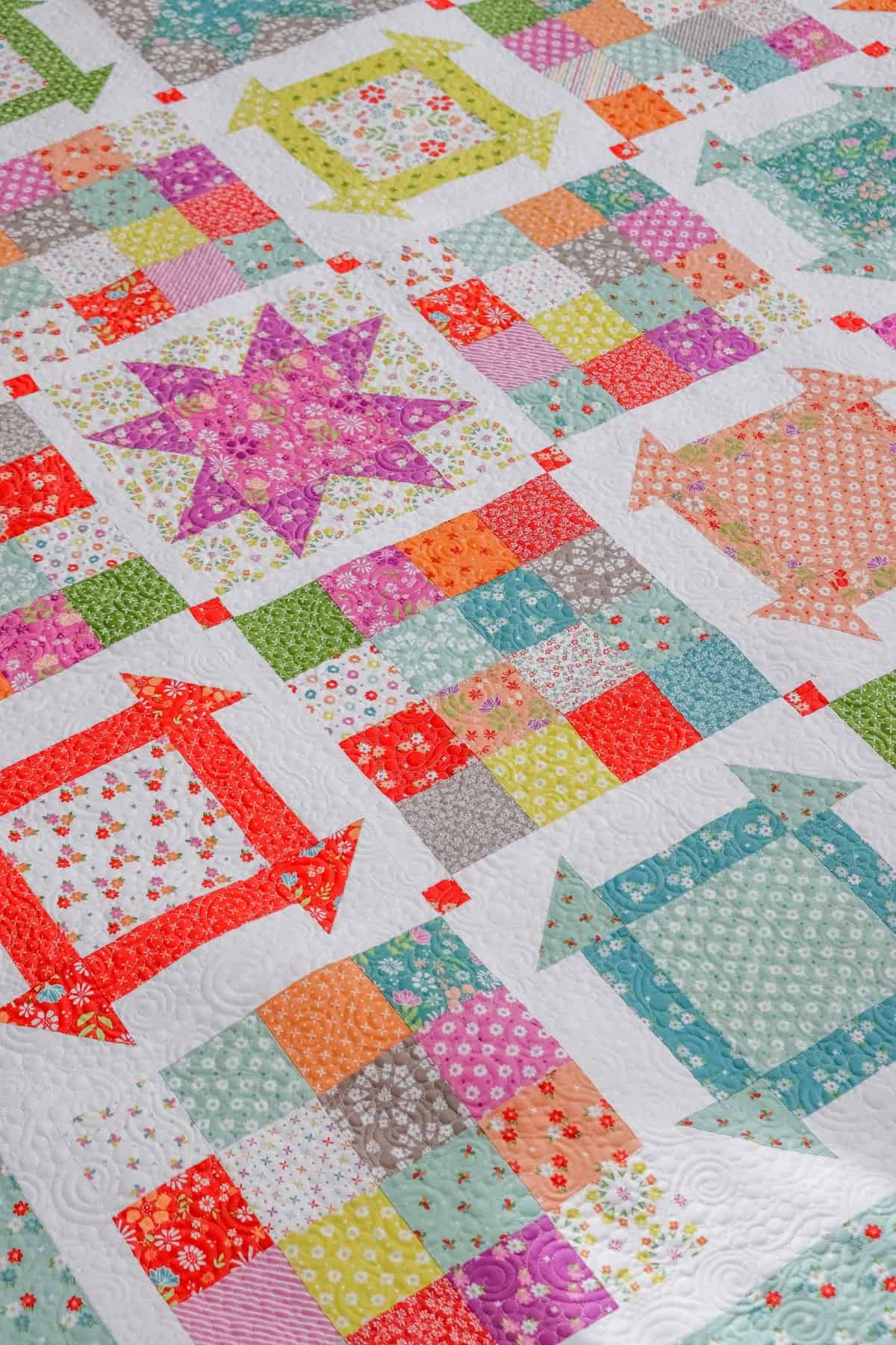 Happy Go Lucky 2 Quilt by Sherri McConnell of A Quilting Life in Laguna Sunrise Fabrics by Sherri & Chelsi for Moda