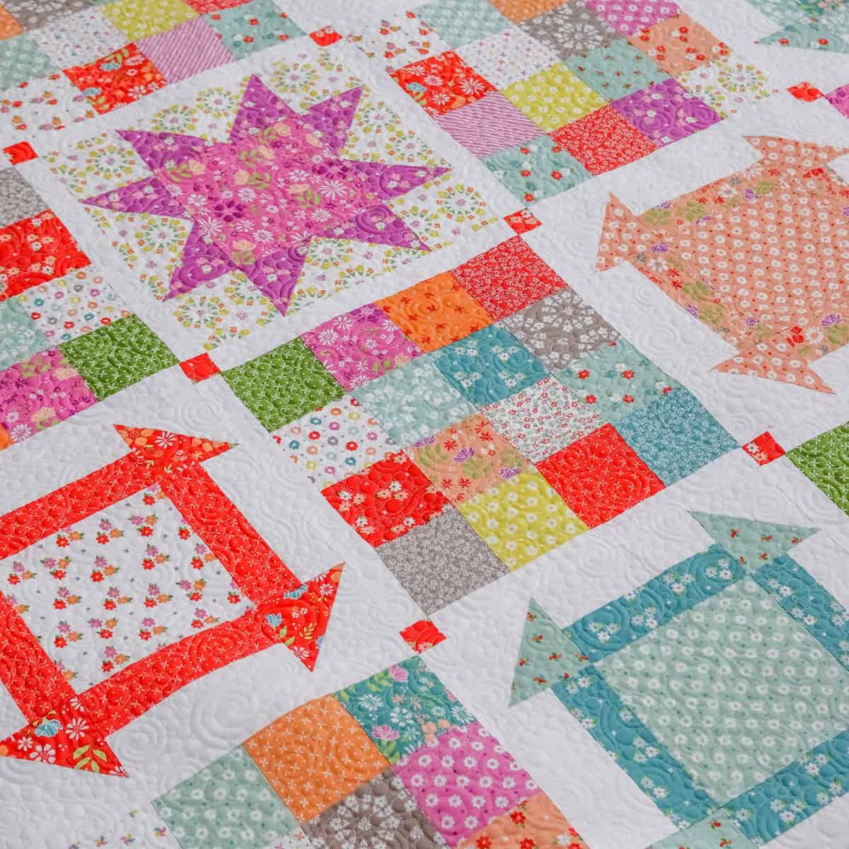 Happy Go Lucky 2 Quilt by Sherri McConnell of A Quilting Life in Laguna Sunrise Fabrics by Sherri & Chelsi for Moda