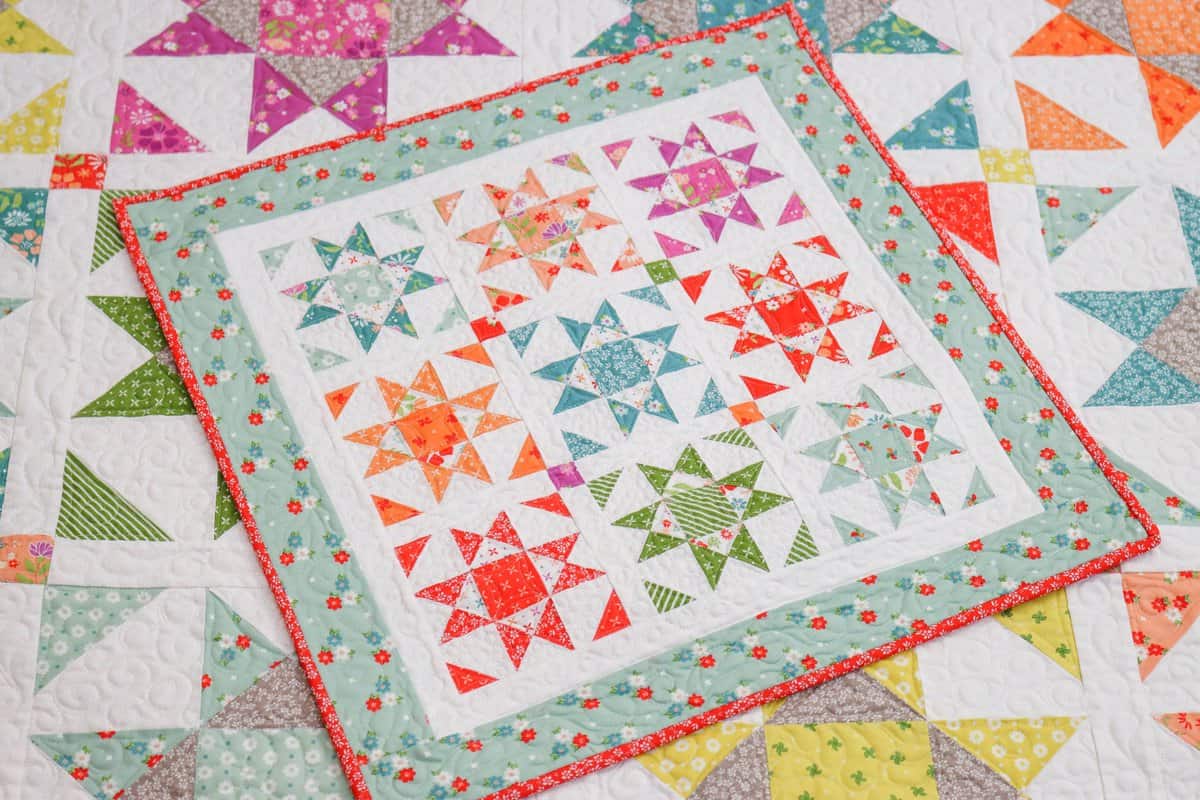 Shine Remix and Shine Remix Mini Quilt in Laguna Sunrise fabrics by Sherri & Chelsi for Moda Fabrics.