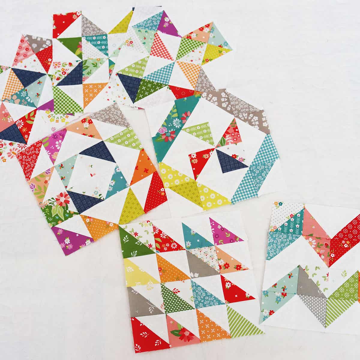 Scrappy Half Square Triangle blocks by Sherri at A Quilting Life
