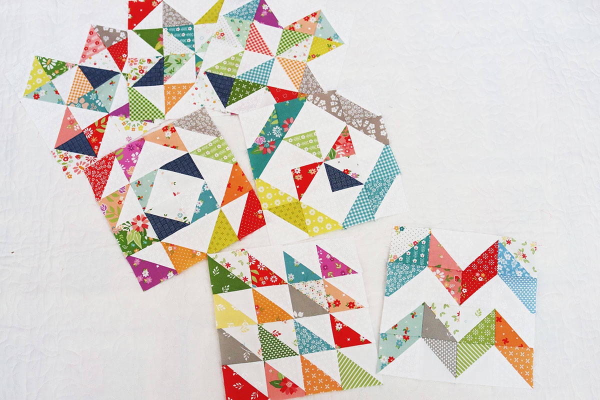 Scrappy Half Square Triangle blocks by Sherri at A Quilting Life