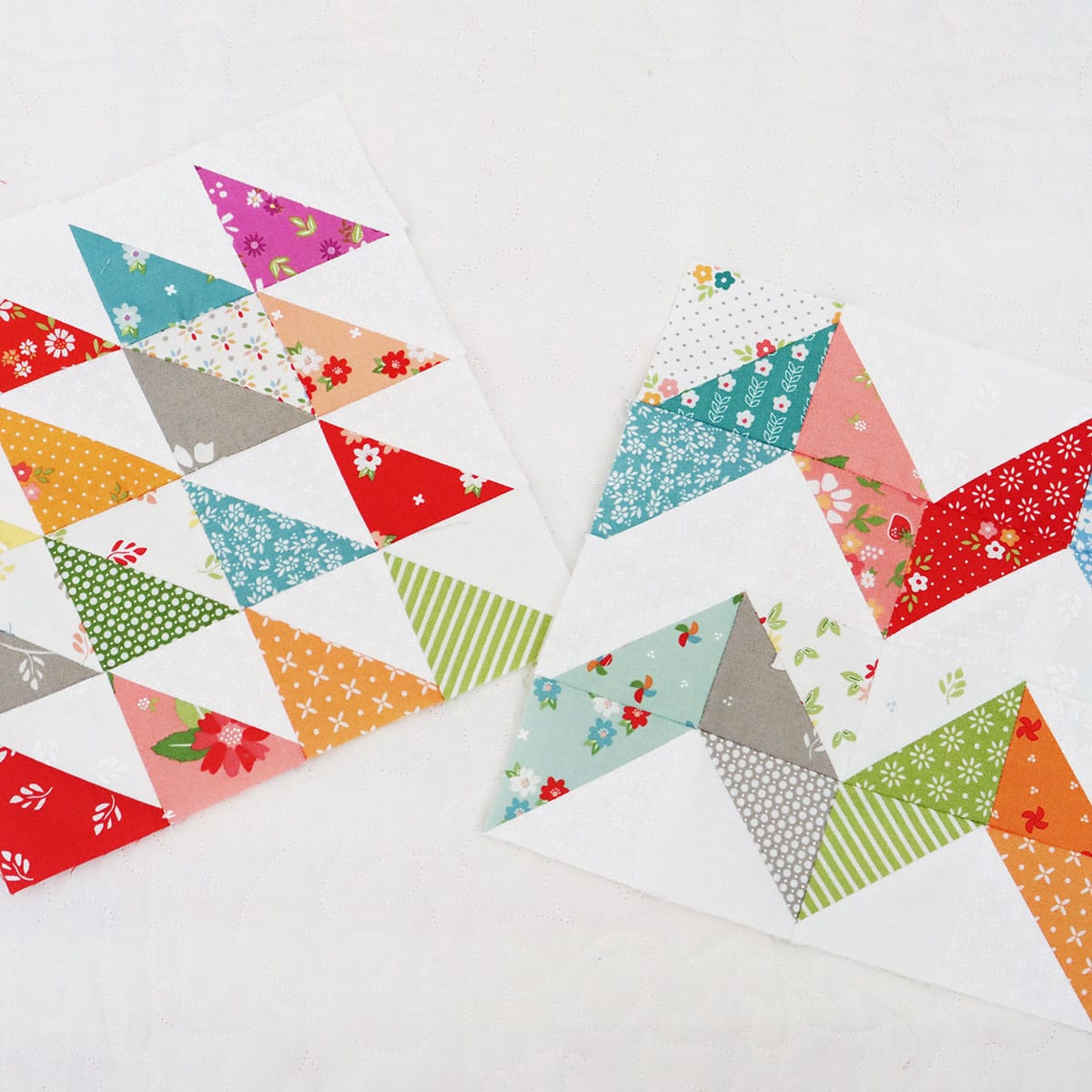 Scrappy Half Square Triangle blocks by Sherri at A Quilting Life