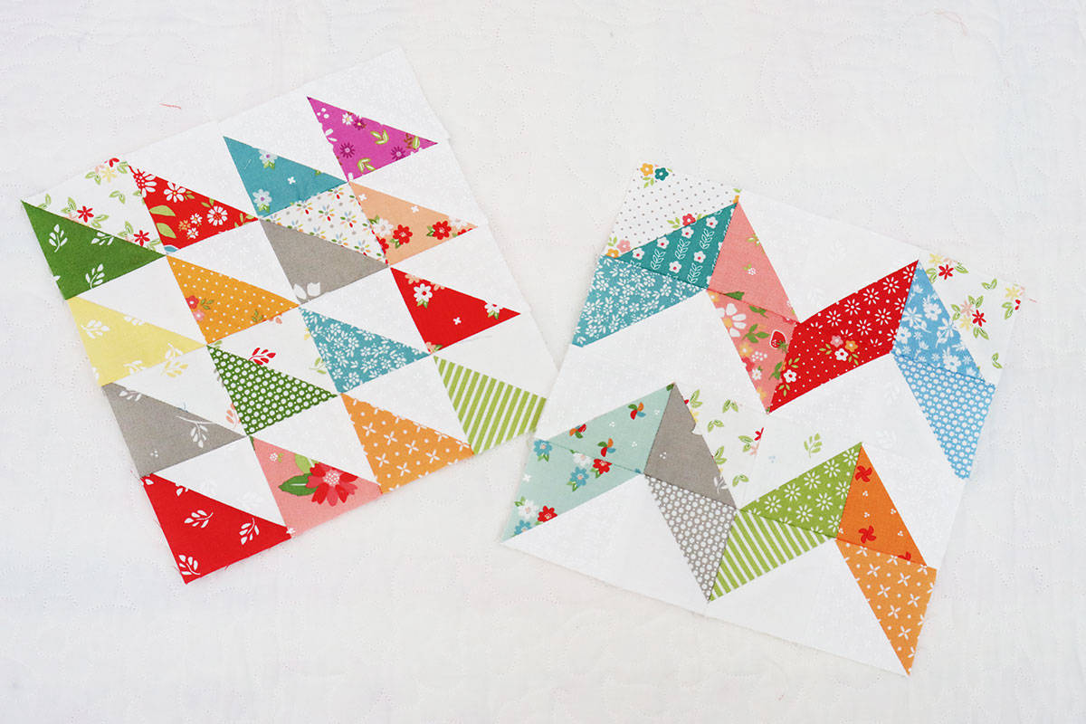 Scrappy Half Square Triangle blocks by Sherri at A Quilting Life