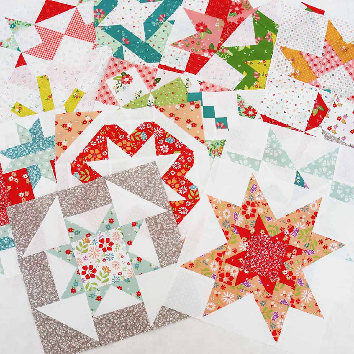 Moda Blockheads 5 blocks by Sherri McConnell of A Quilting Life in fabrics by Sherri & Chelsi for Moda.