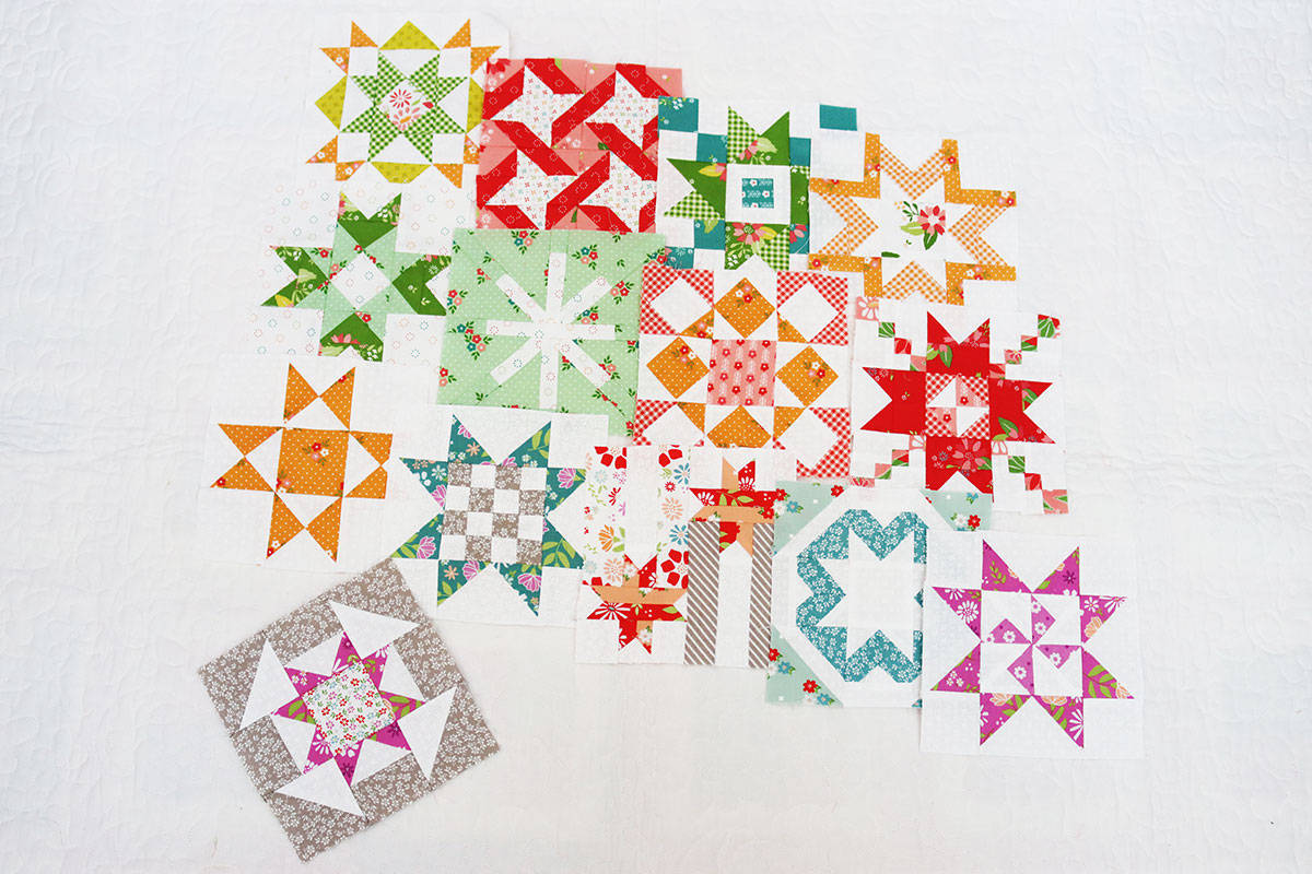 Patchwork Quilt Blocks in bright colors by Sherri from A Quilting Life