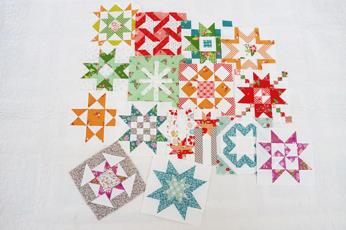 Moda Blockheads 5 blocks by Sherri McConnell of A Quilting Life in fabrics by Sherri & Chelsi for Moda.