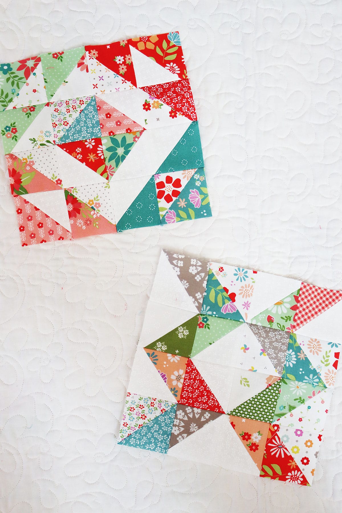 Scrappy Half Square Triangle Blocks by Sherri from A Quilting Life