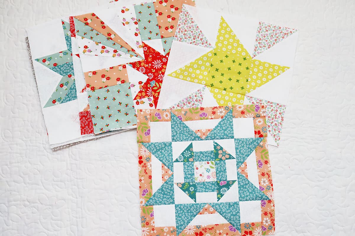Moda Blockheads 5 blocks pieced by Sherri McConnell of A Quilting Life