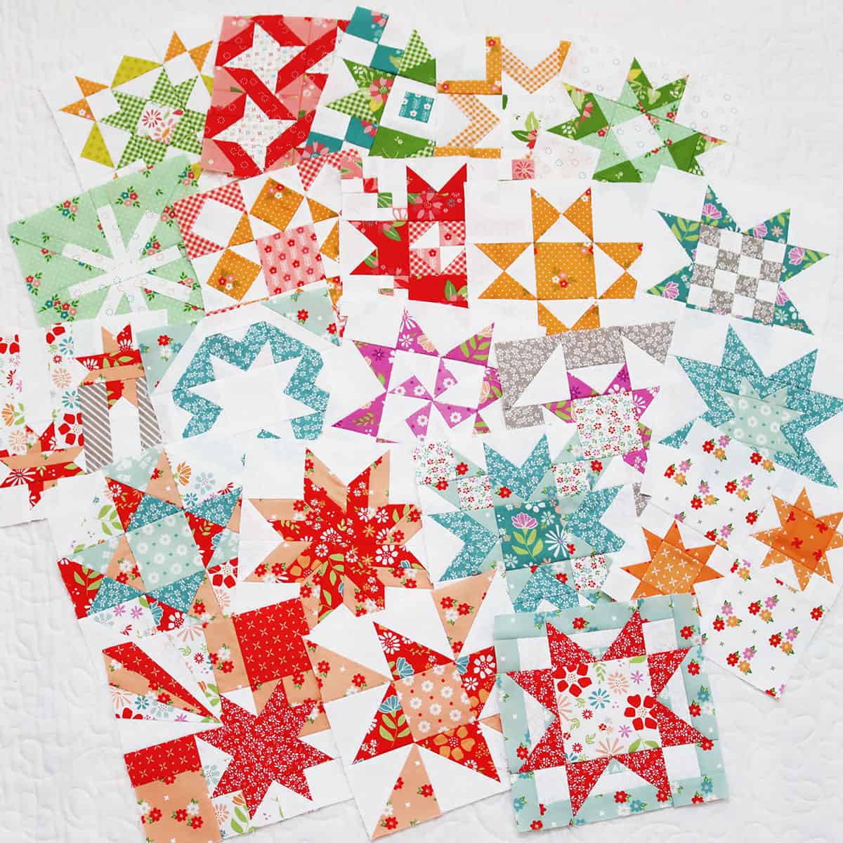 Moda Blockheads 5 blocks pieced by Sherri McConnell of A Quilting Life