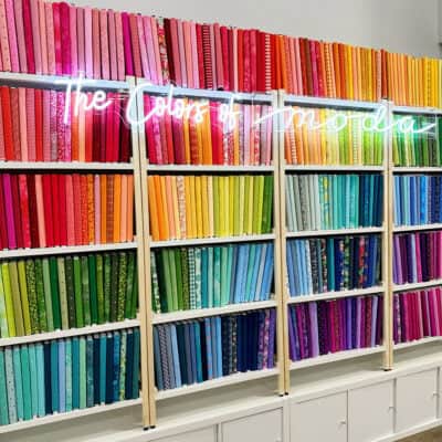 Fabric color wall at Moda Fabrics headquarters